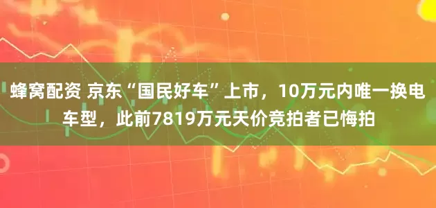 蜂窝配资 京东“国民好车”上市，10万元内唯一换电车型，此前7819万元天价竞拍者已悔拍