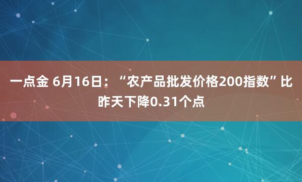 一点金 6月16日：“农产品批发价格200指数”比昨天下降0.31个点